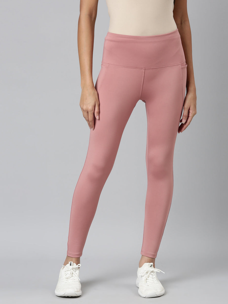 Women Solid Dusty Pink Nylon Fitness Tights – Cherrypick