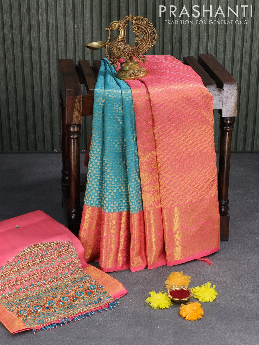 Blossom Peach Weaved Lucknowi Chikankari Saree – STORI