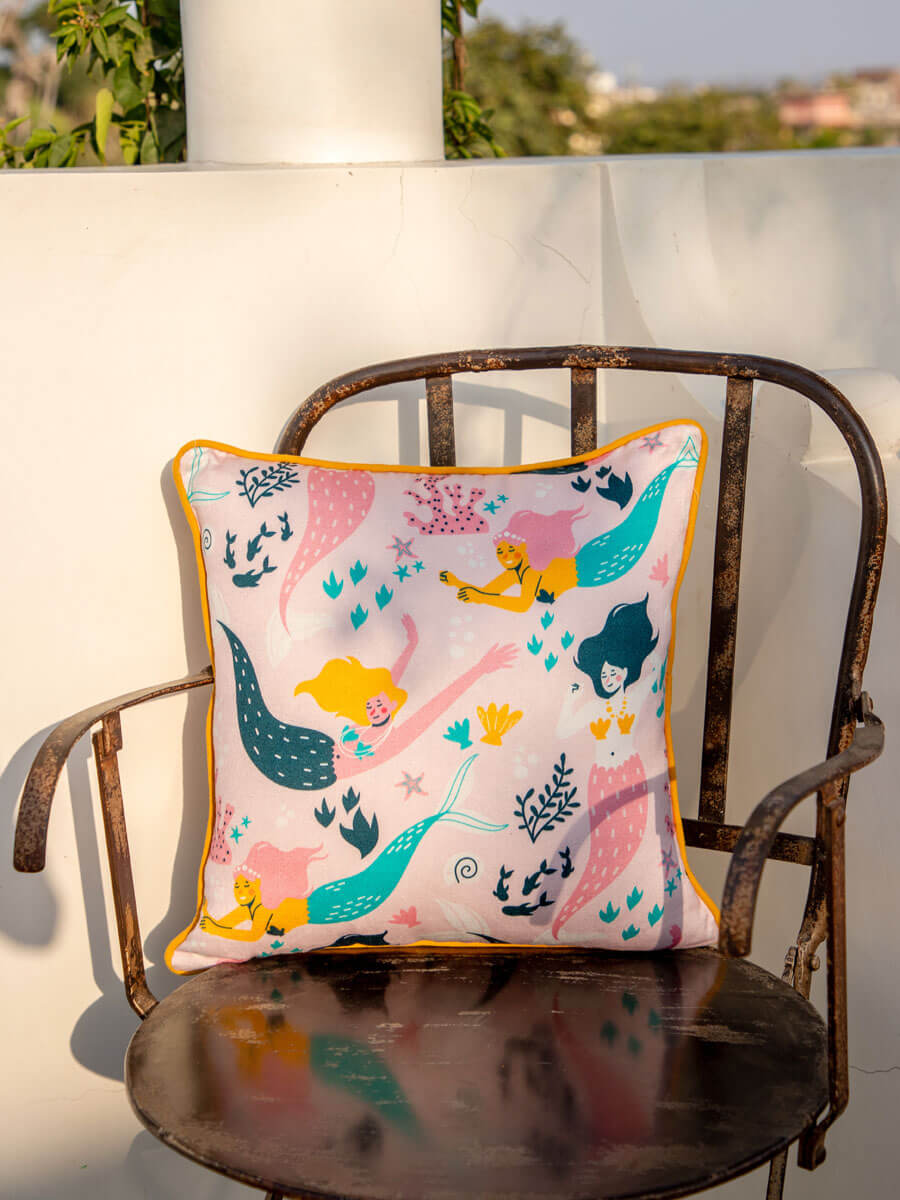 Mermaid Love Cotton Cushion Cover