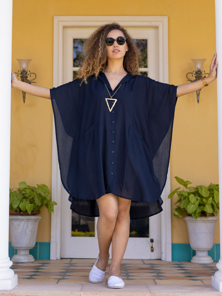 Zen Black Kaftan Shirt Dress