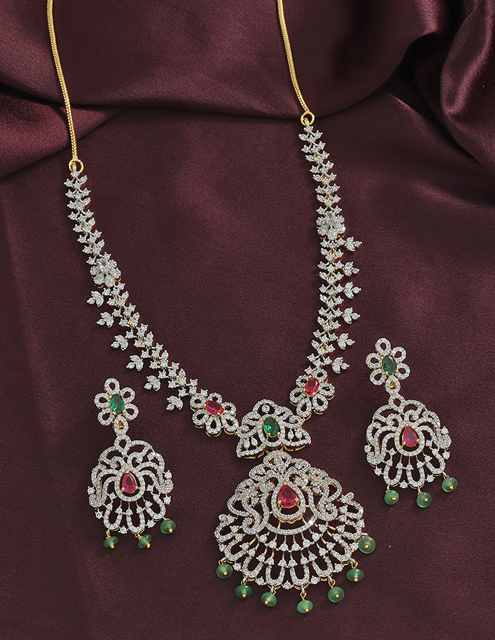 Designer GJ Polish Zirconia Necklace Set