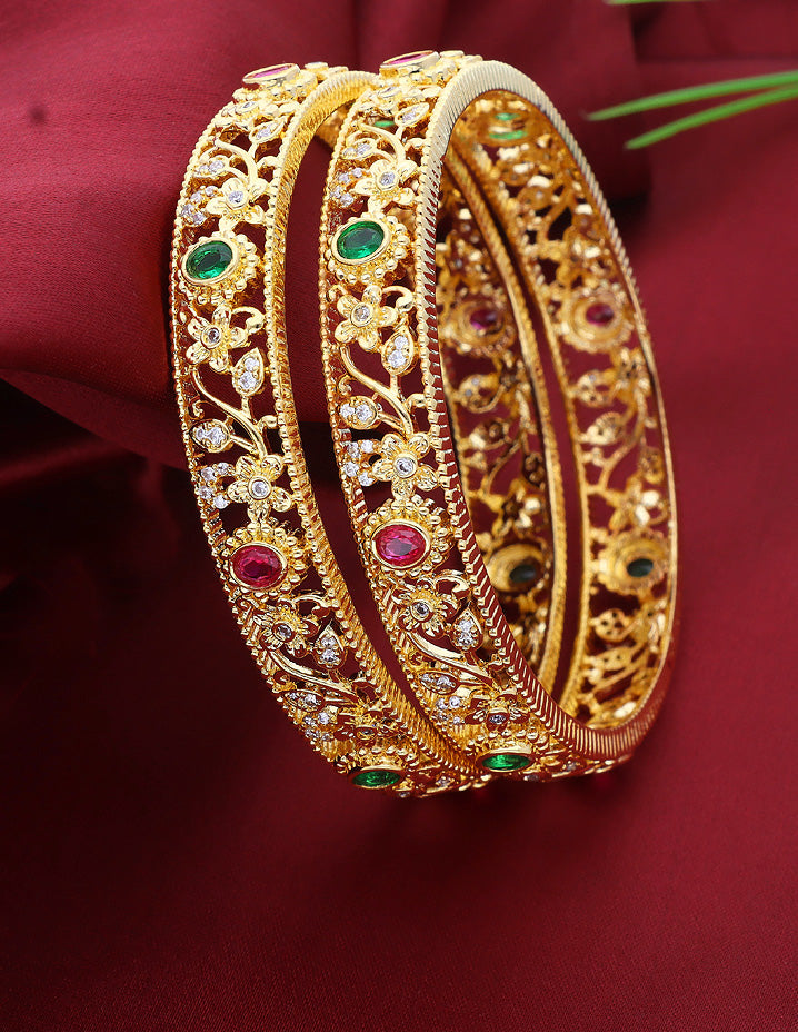 Designer Zircon Gold Plated Bangles