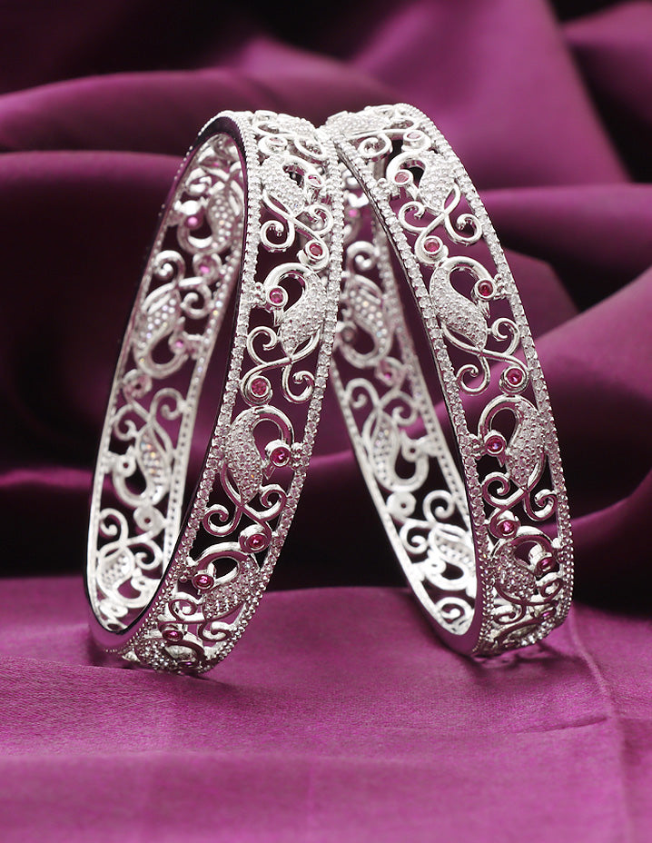 Designer Zirconia Peacock Rani Pink Bangles