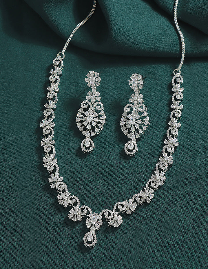 Designer Zirconia Crystal Elegance Necklace Set