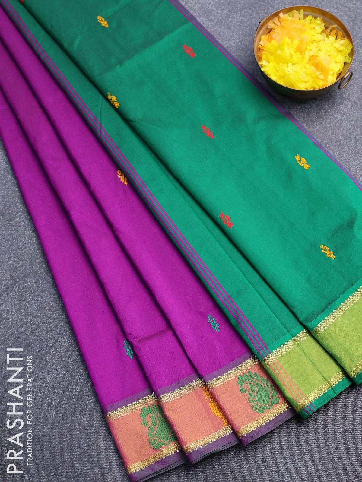 Buy Pink And Green-Semi soft silk saree online | Semi Softsilk from  ShrusEternity