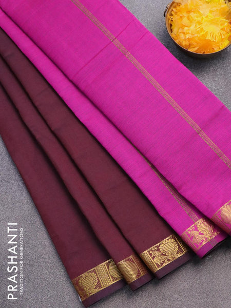 Handwoven Blue Color Silk Cotton Saree With Pink Contrast Border - Tha –  Sunantha Organic Farms