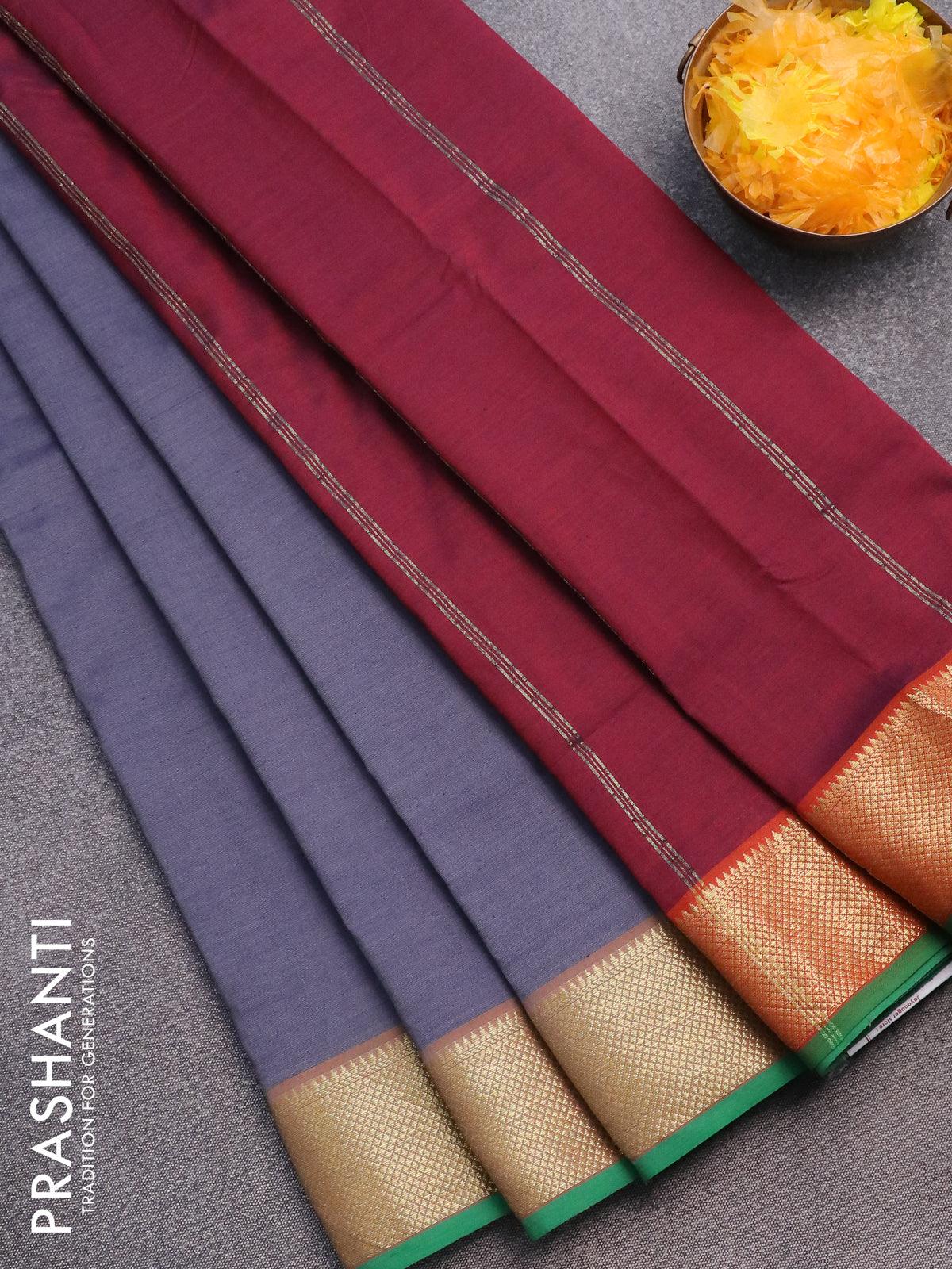 Chettinad handloom Cotton Saree with jari border Worldwide Ship – Parijat  Collections