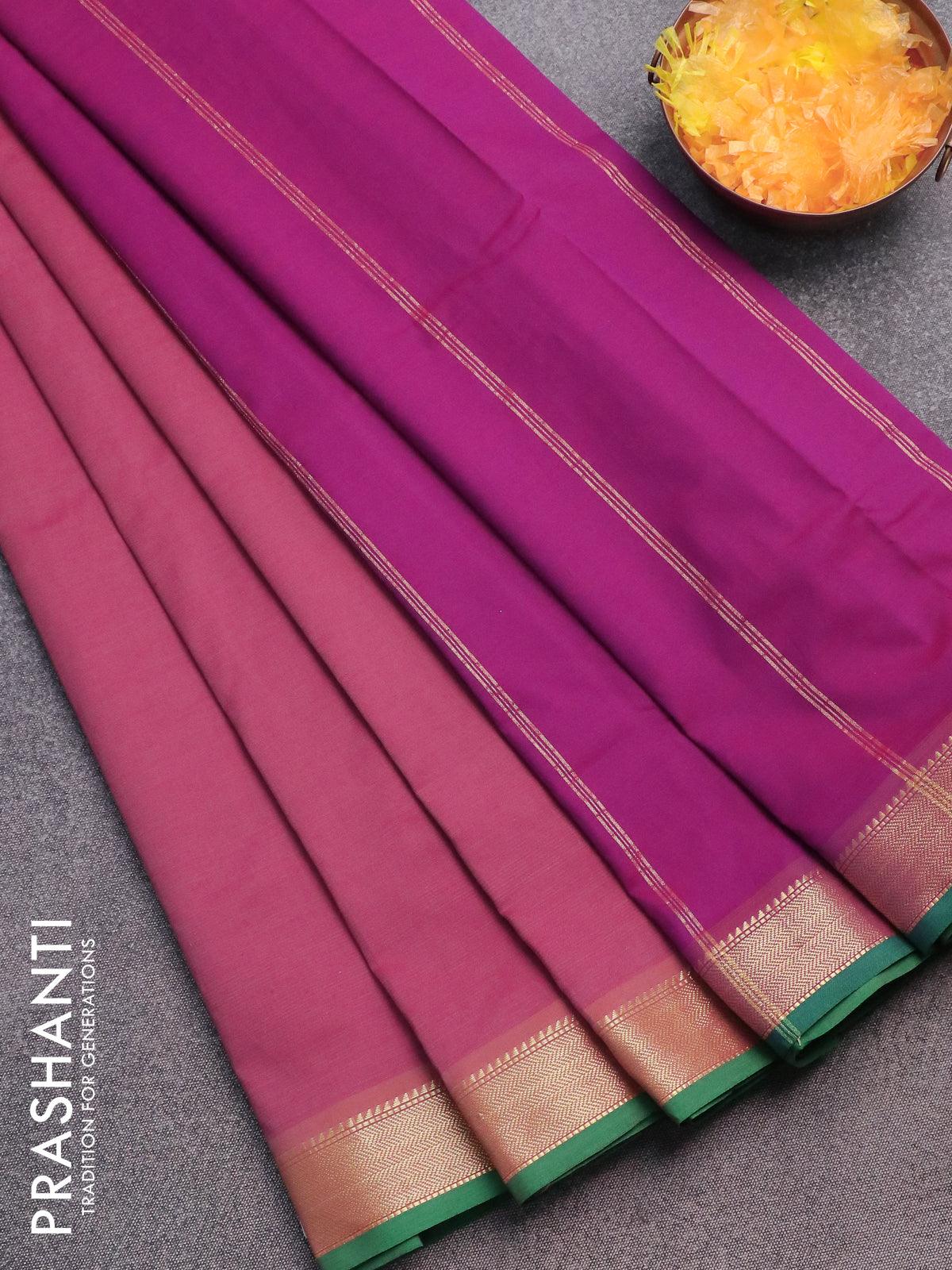 Maheshwari handloom plain silk cotton saree – www.vannamayil.com