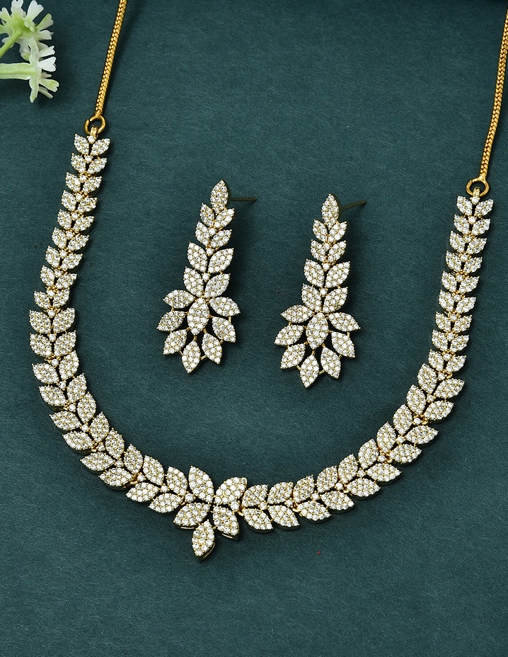 Designer Gold Polish Zirconia Necklace Set