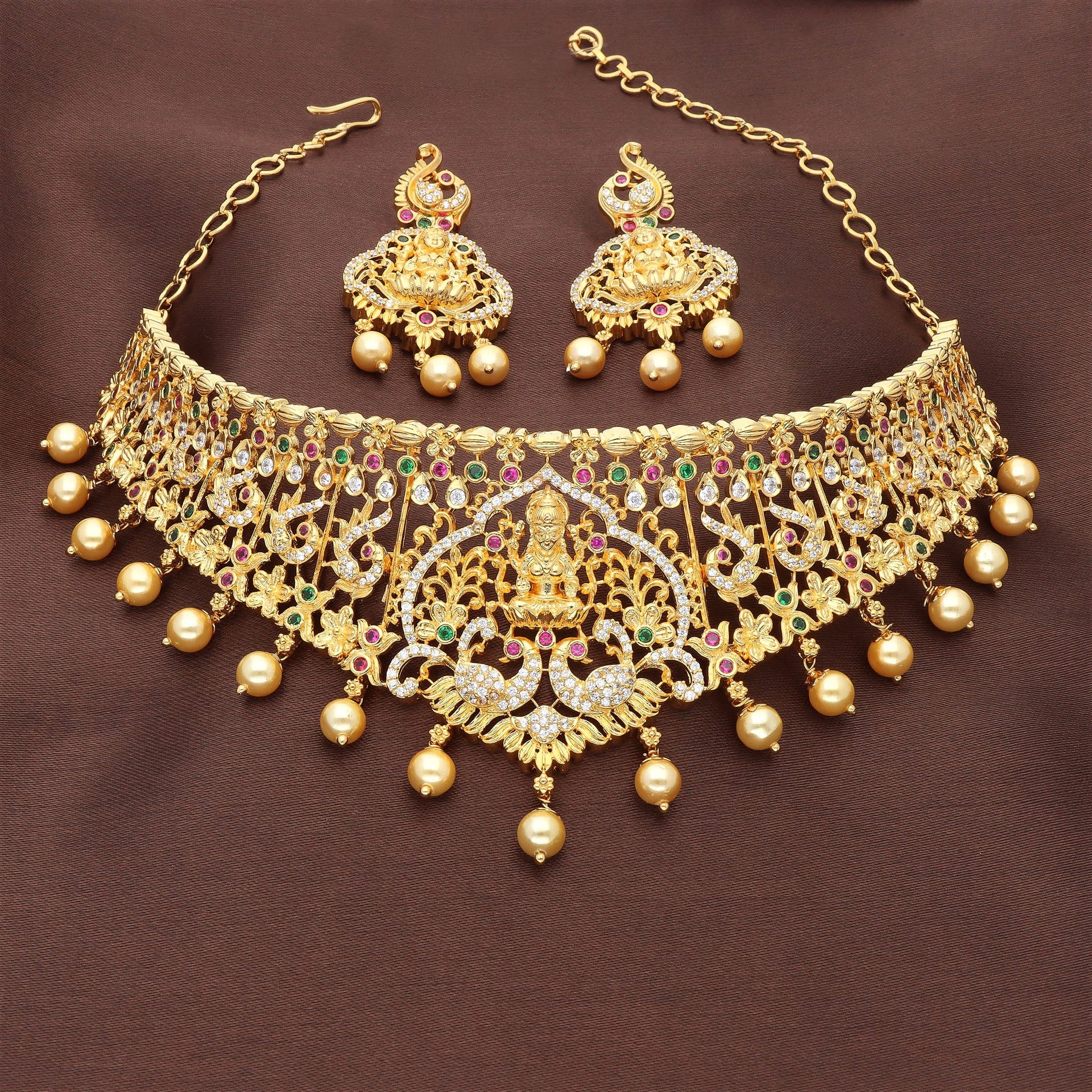 Zirconia Lakshmi Devi Choker Set