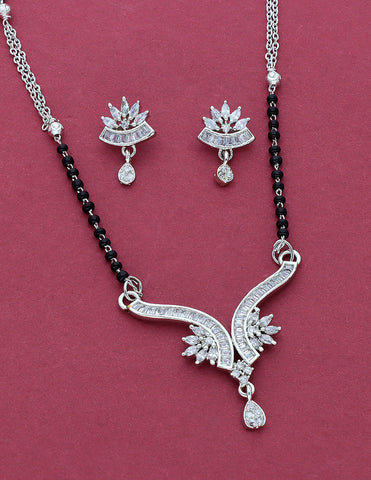 Designer Zirconia Black Bead Mangalsutra Set