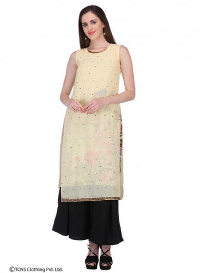 Yellow Printed kurta