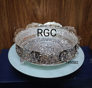 RGC Antique German Silver Astadala Padmam Urli with Astalaxmi