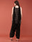 Black Crepe With Heavy Stone Embroidered Top And Dhoti With Dupatta