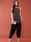 Black Crepe With Heavy Stone Embroidered Top And Dhoti With Dupatta