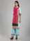 Pink & Aqua Blue 3/4 Sleeve Printed kurta