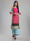 Pink & Aqua Blue 3/4 Sleeve Printed kurta