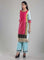 Pink & Aqua Blue 3/4 Sleeve Printed kurta