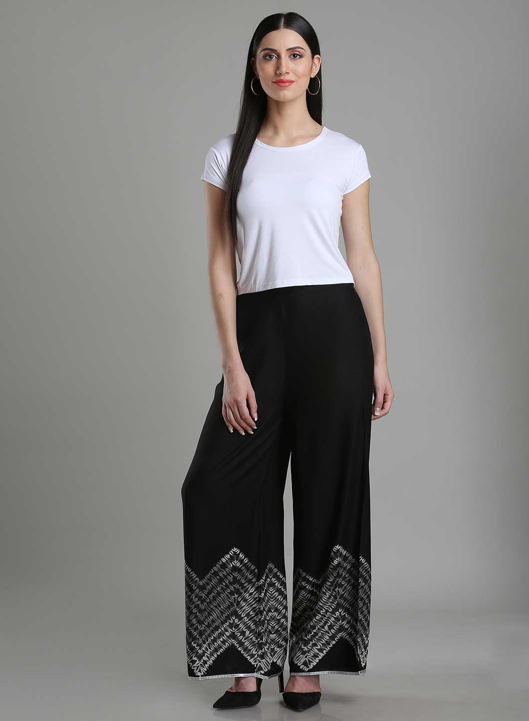 Black Chevron Print Parallel Pants