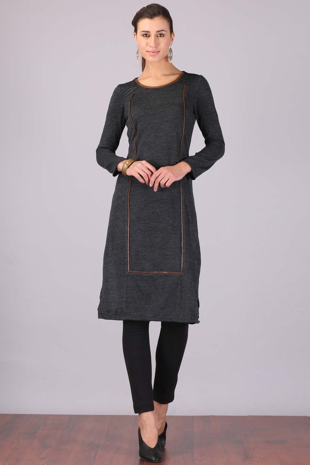 Black Round Neck Winter kurta