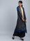 Navy Blue Round Neck Embellished kurta