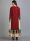 Maroon & Golden Round Neck kurta