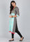 Grey Mandarin Neck Printed kurta