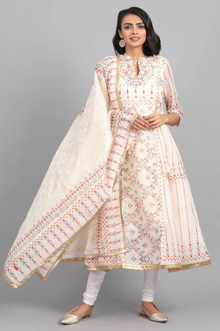 White Embellished kurta