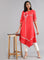 Red Round Neck Floral Print kurta