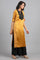 Mustard Round Neck Color-Block kurta