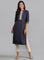 Blue Mandarin Neck Solid kurta