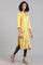 Yellow Round Neck Printed kurta