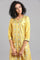 Yellow Round Neck Printed kurta