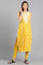 Yellow Round Neck Printed kurta