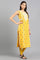 Yellow Round Neck Printed kurta