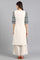 Off-White Round Neck Printed kurta