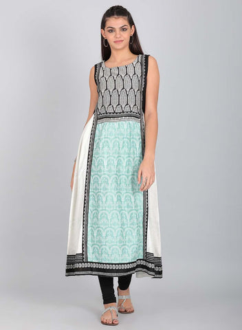 Black Printed Round Neck kurta