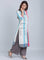 White & Blue Striped Mandarin Neck kurta