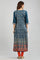 Blue Round Neck Printed kurta