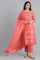 Peach Round Neck Chanderi kurta