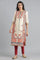 Ecru Round Neck Printed kurta