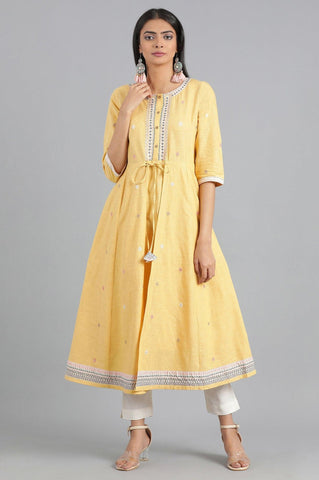 Yellow Round Neck Fusion Dress