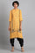 Yellow Mandarin Neck Printed kurta