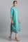 Blue Mandarin Neck Glitter Print kurta