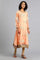 Peach Round Neck Printed kurta