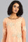 Peach Round Neck Printed kurta