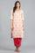 Peach Choker Neck Embellished kurta