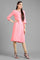 Pink Round Neck Solid kurta