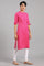 Pink Mandarin Neck Solid kurta