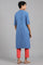 Blue Mandarin Neck Solid kurta